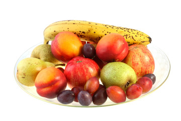 Bowl of fruit on a white background with clipping path.