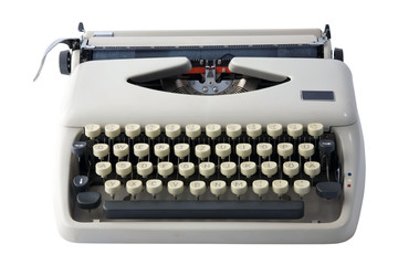 Old typewriter, on a white background with clipping path.