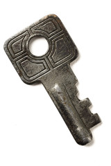 an old key on white