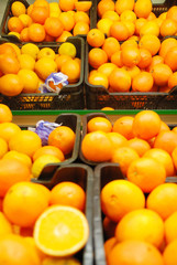 fresh oranges in supermarket