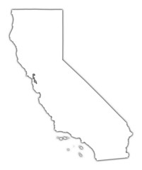 California (USA) outline map with shadow.