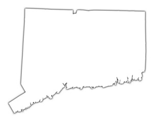 Connecticut(USA) outline map with shadow.