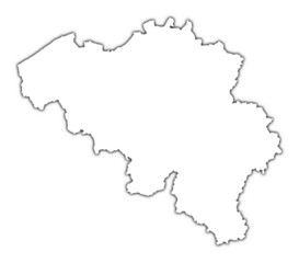 Belgium outline map with shadow.