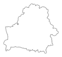 Belarus outline map with shadow.