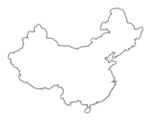 China outline map with shadow.