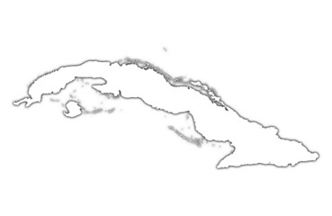 Cuba outline map with shadow.