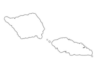 Samoa outline map with shadow.
