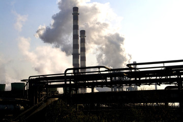 Factory belching out pollution into the air