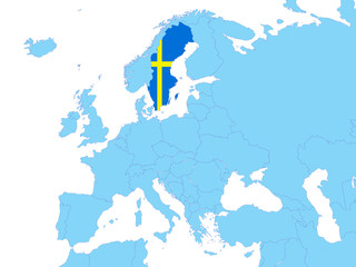 Obraz premium Sweden on Europe map