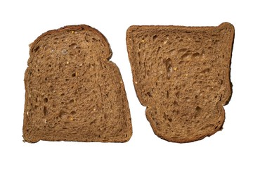 Two pieces of black bread.