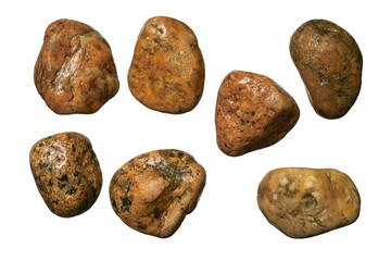 Fototapeta na wymiar Red granite round gravel stones.