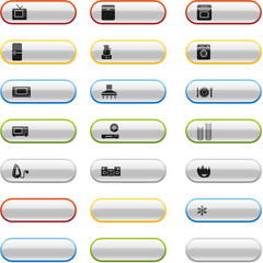 Glossy buttons with household appliances icons