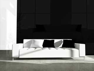 Furniture in a modern interior 3d image
