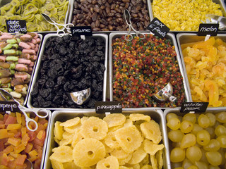 Dried fruits in market
