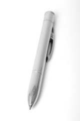 sivler pen on white background - close up