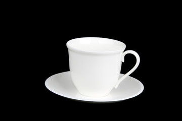 simple white china tea cup with saucer