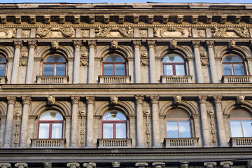 fanciful decorated facade of a Petersburg's mansion