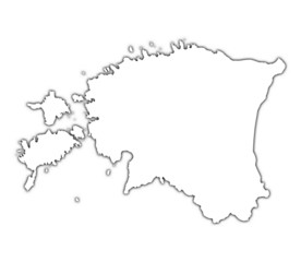 Obraz premium Estonia outline map with shadow.
