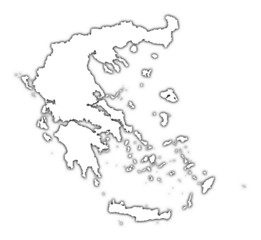 Greece outline map with shadow.