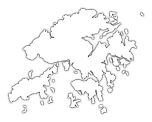 Hong Kong outline map with shadow.