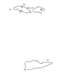 Virgin Islands outline map with shadow.