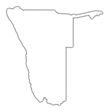 Namibia outline map with shadow.