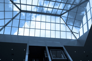 Blue ceiling in office centre