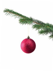 Red ball on christmas tree