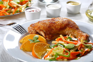 Roast chicken and vegetables