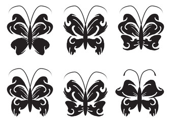 Vector fantasy butterflies collection in black