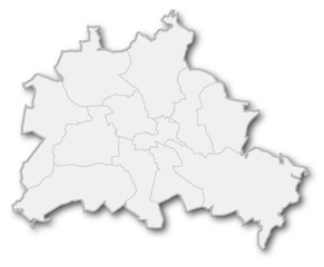 Fototapeta na wymiar Karte von Berlin (Umrisse, Bezirksgrenzen)