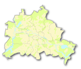 Berlinkarte mit Grünflächen und Wasser