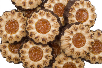 many cookies isolated on a white background