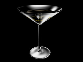 the wineglass with wine on black background