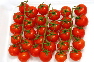 Cherry tomato in transparent bowl