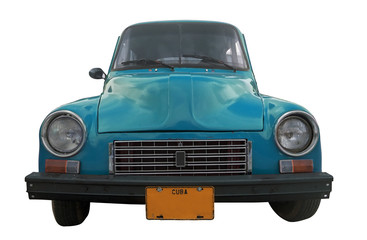 classic blue retro car isolated - cuba