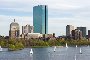 Boston and the Charles river in the spring - obrazy, fototapety, plakaty