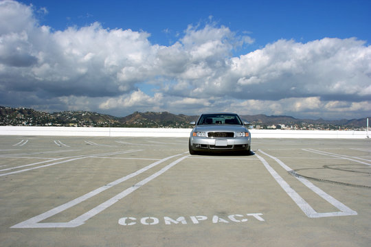Lonly car on the empty parking lot