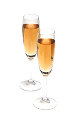 Two wine glasses isolated on the white background