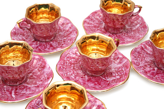 Tea cups isolated on the white background
