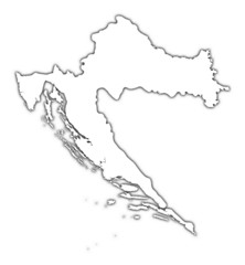 Croatia outline map with shadow.