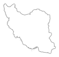 Iran outline map with shadow.