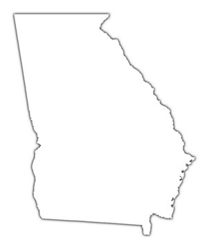 Georgia (USA) outline map with shadow.