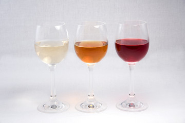 Three glasses with different alcoholic drink