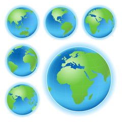 planet earth map from six views; illustration