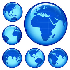 Naklejka premium shiny planet earth map from six views; illustration