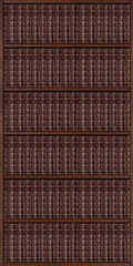 wooden bookcase full of books