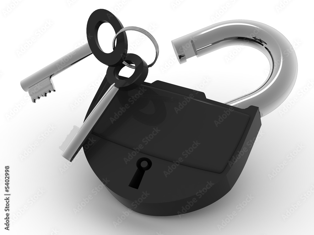 Poster padlock with keys
