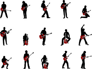Fototapeta premium rock guitar player silhouettes