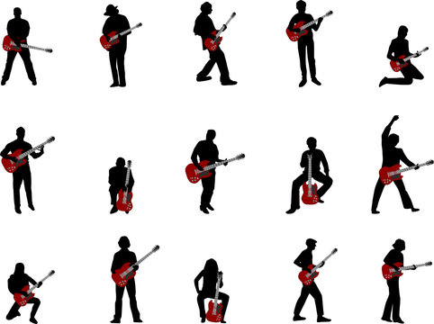 rock guitar player silhouettes